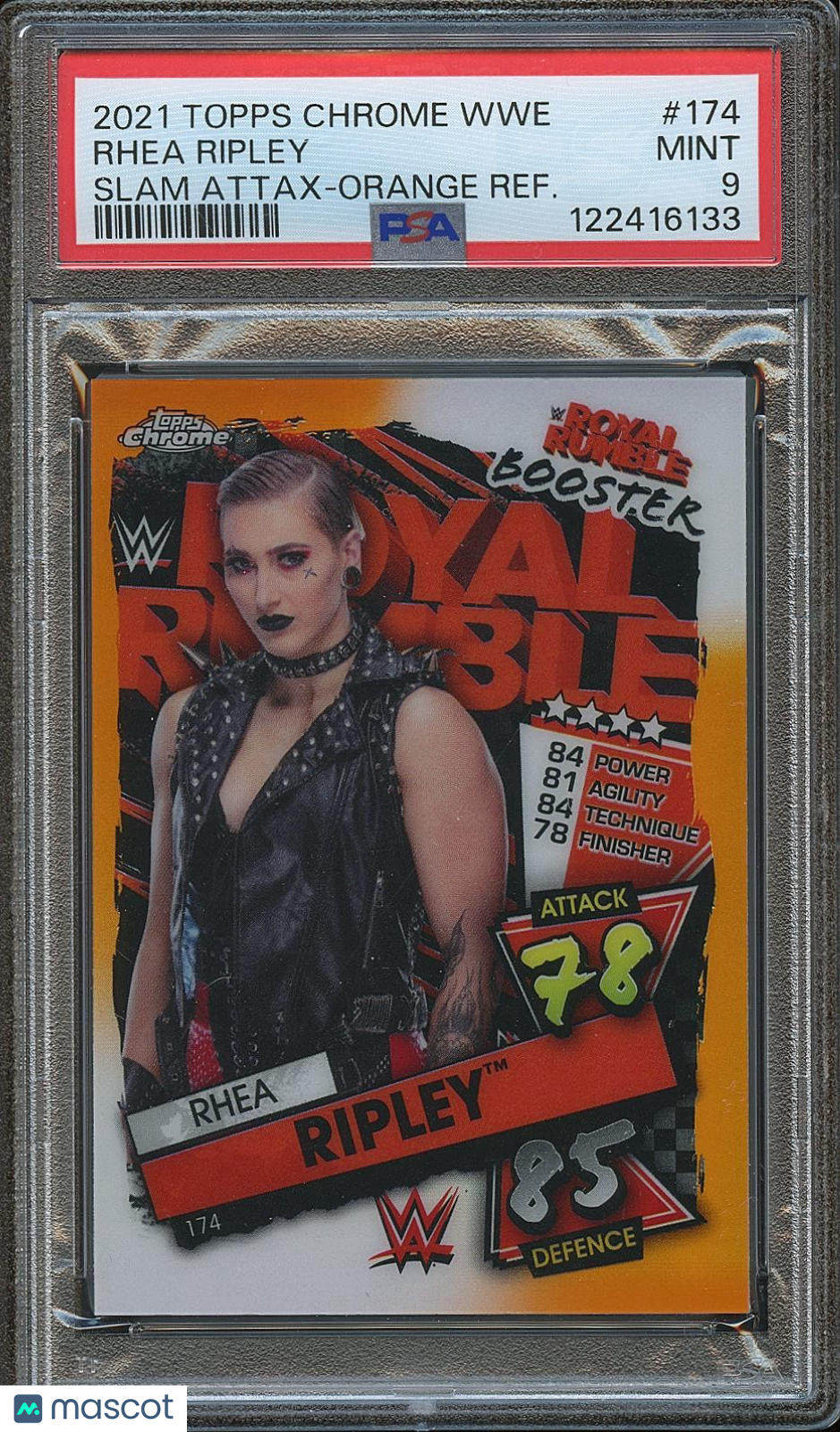 Rhea Ripley 2021 Topps Chrome Attax Orange Refractor WWE Wrestling 20/25 PSA 9