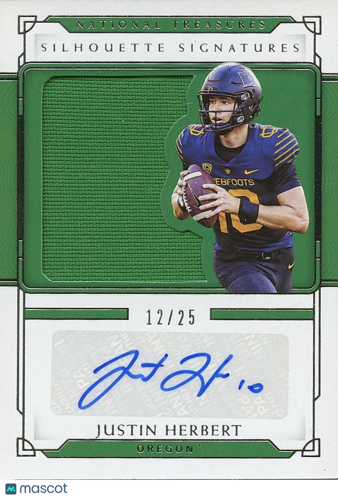 Justin Herbert 2021 National Treasures Auto Autograph Patch Oregon Ducks 12/25