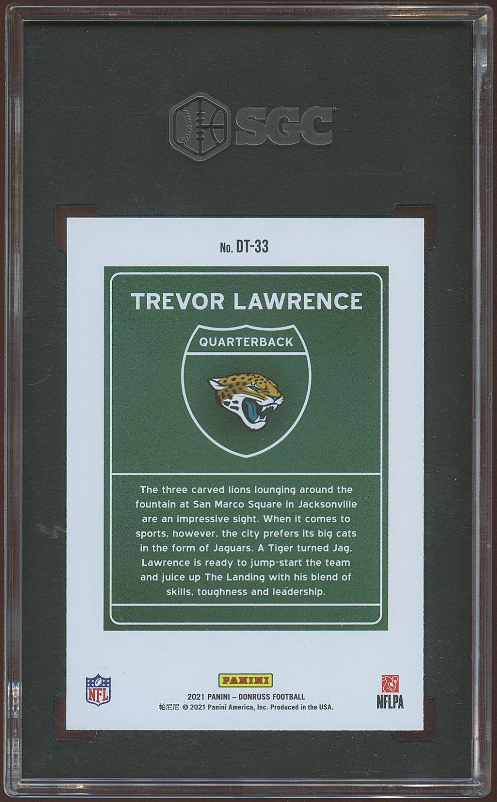 Trevor Lawrence 2021 Donruss Downtown Rookie RC CASE HIT Jaguars SGC 9.5