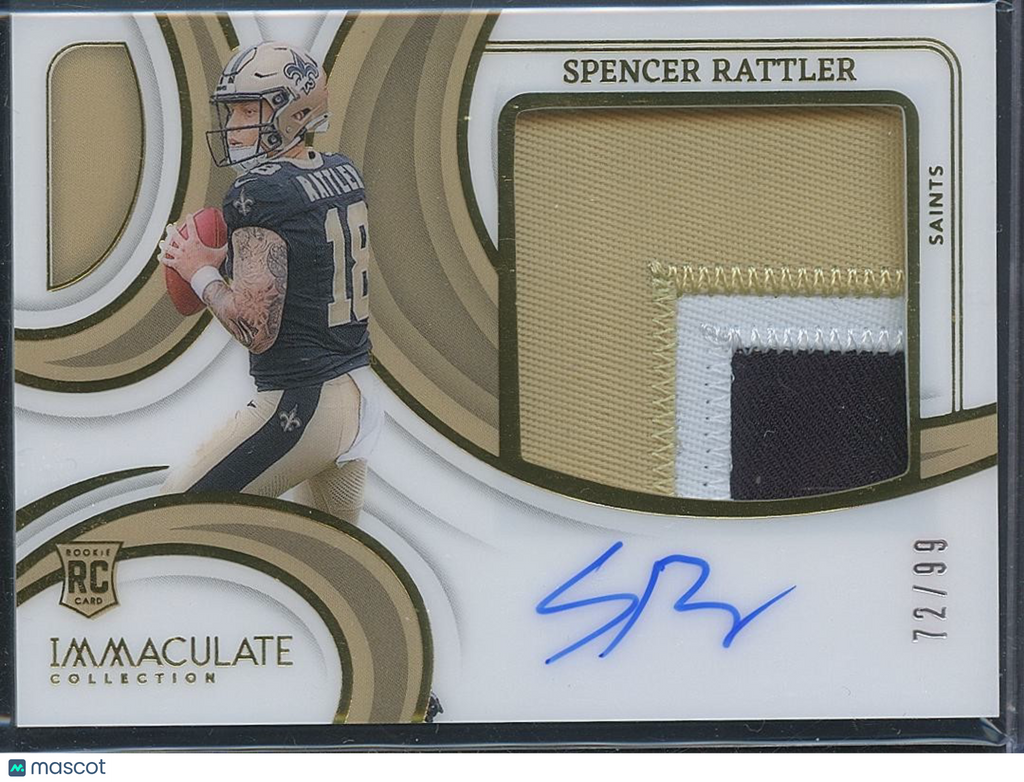 Spencer Rattler 2024 Immaculate Auto Autograph Patch RC New Orleans Saints 72/99