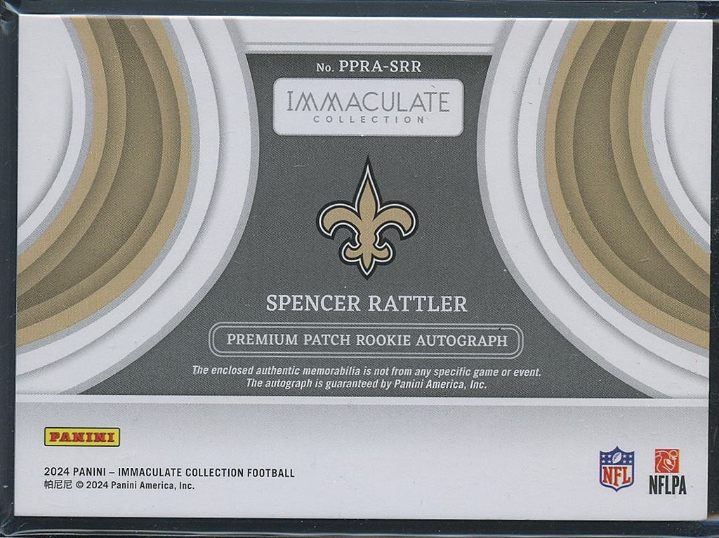 Spencer Rattler 2024 Immaculate Auto Autograph Patch RC New Orleans Saints 72/99