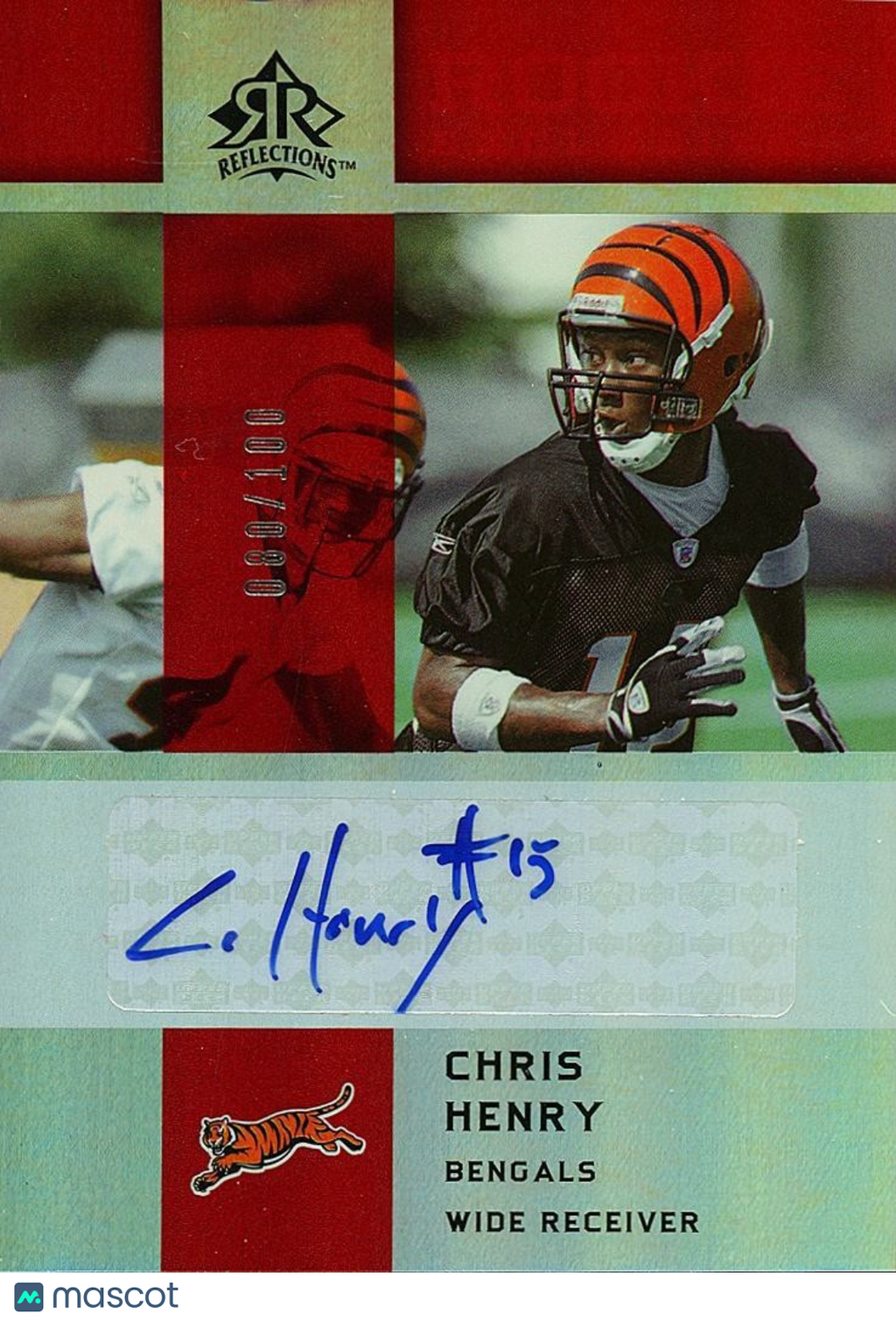 Chris Henry 2005 Reflections Auto Autograph RC Rookie Cincinnati Bengals 80/100