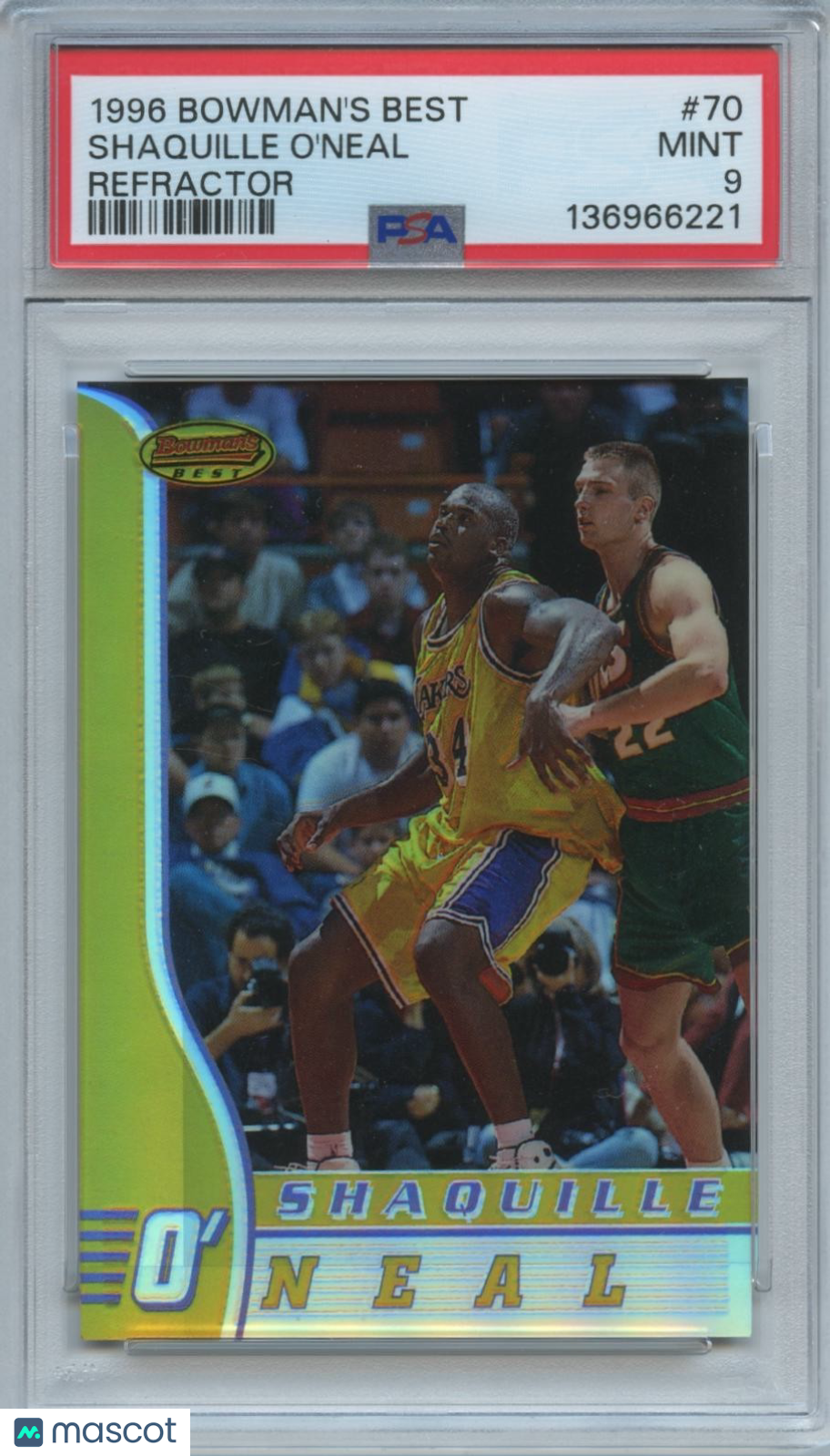 Shaquille O'Neal 1996 Bowman's Best Refractor Los Angeles Lakers #70 PSA 9