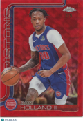 Ron Holland II 2025-26 Topps Chrome Red Wave Refractor SSP Detroit Pistons 1/5