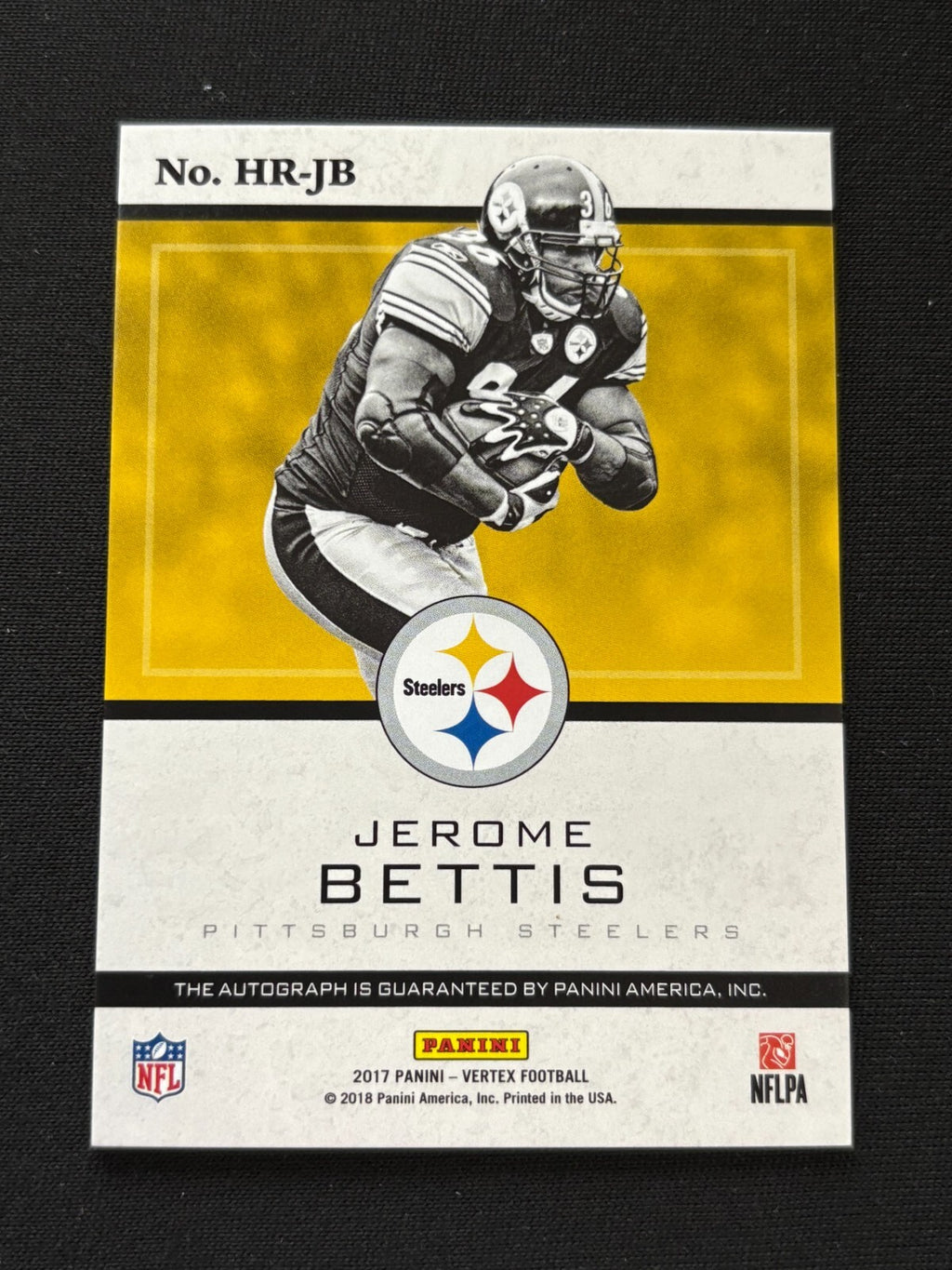 Jerome Bettis 2017 Vertex Auto Autograph Revered Pittsburgh Steelers 43/49