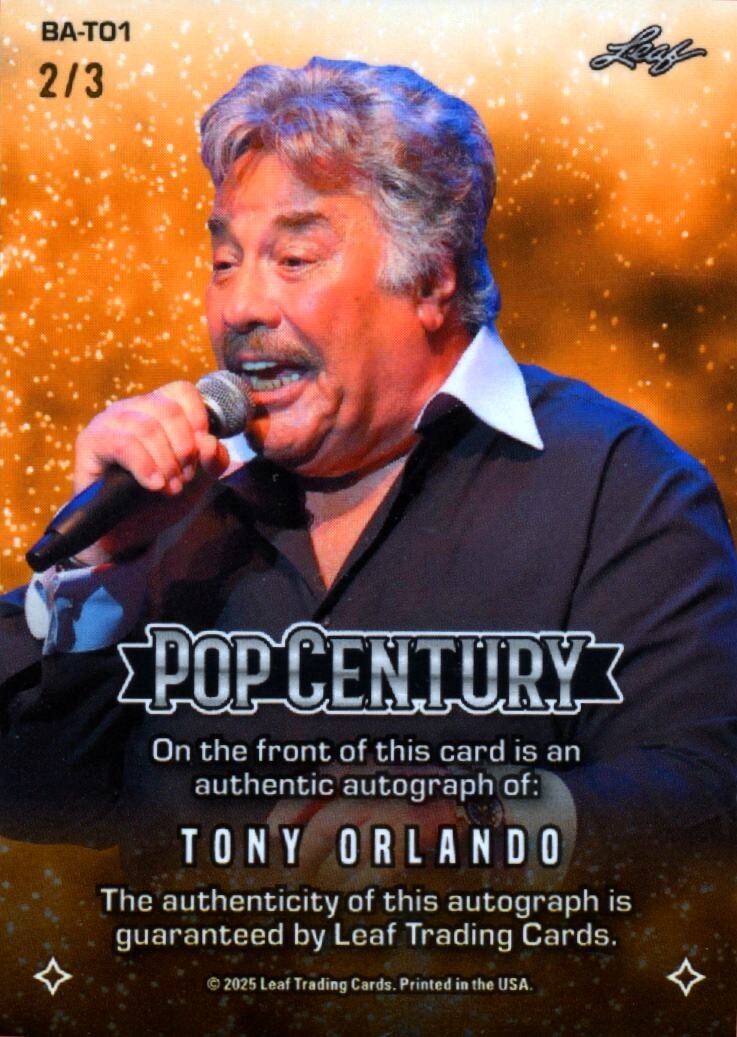 Tony Orlando - 2025 Leaf Pop Century - Auto Autograph 2/3 - Blue Shimmer