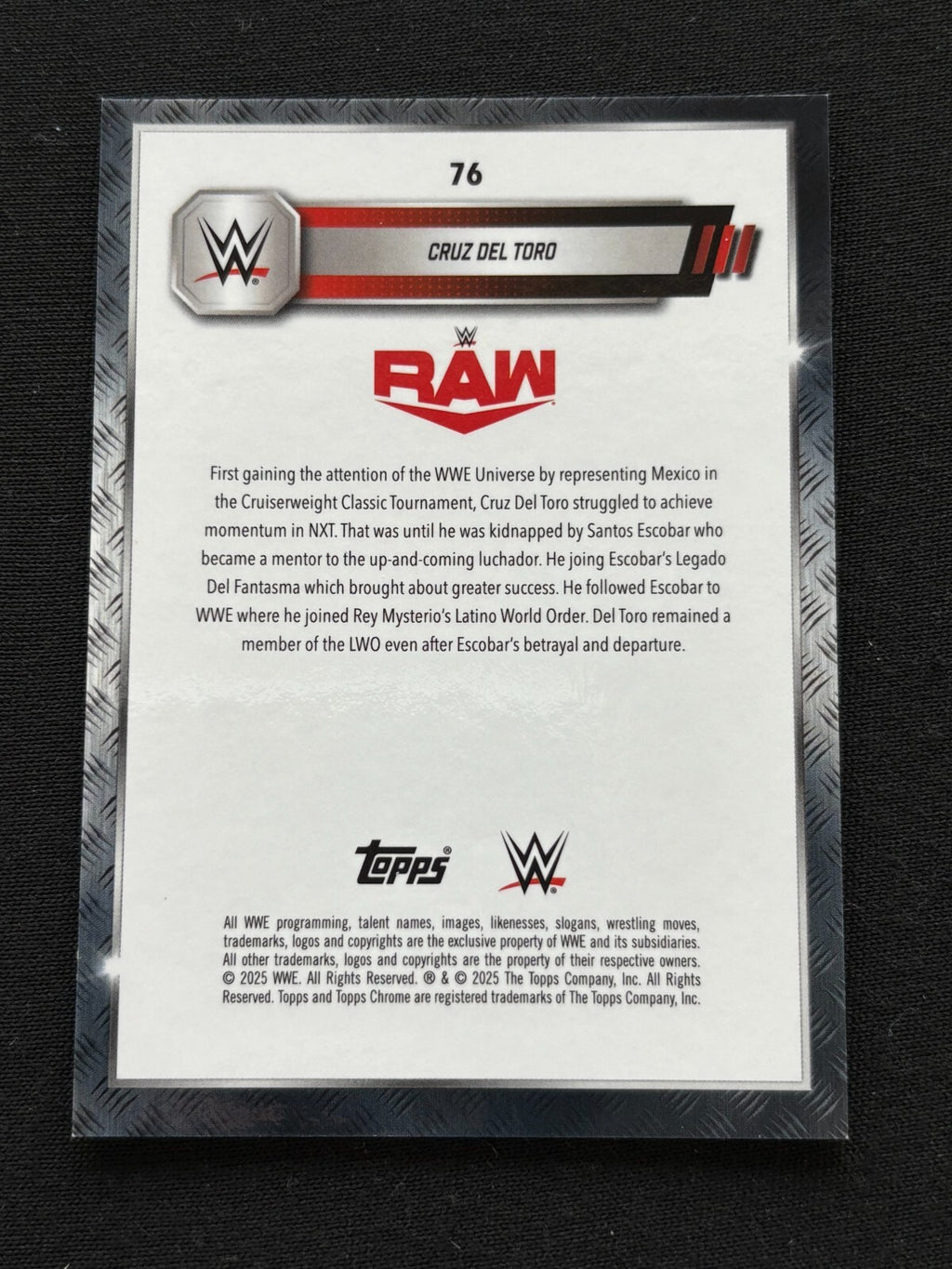 Cruz Del Toro 2025 Topps Chrome GOLD Refractor WWE Wrestling 48/50 #76