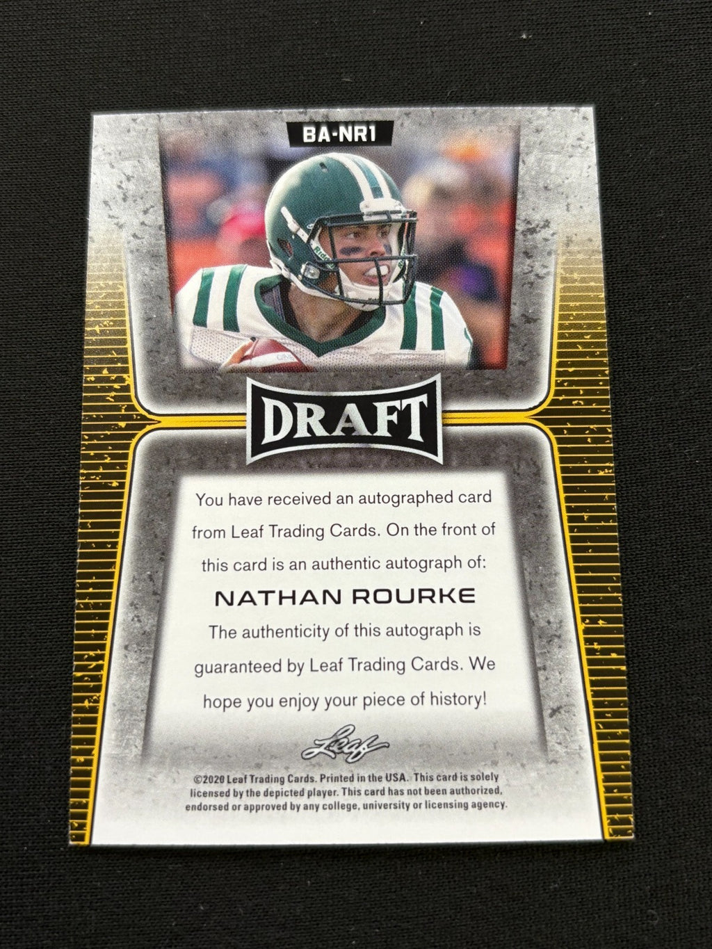 Nathan Rourke 2020 Leaf Draft Auto Autograph Rookie RC Ohio Bobcats BC Lions