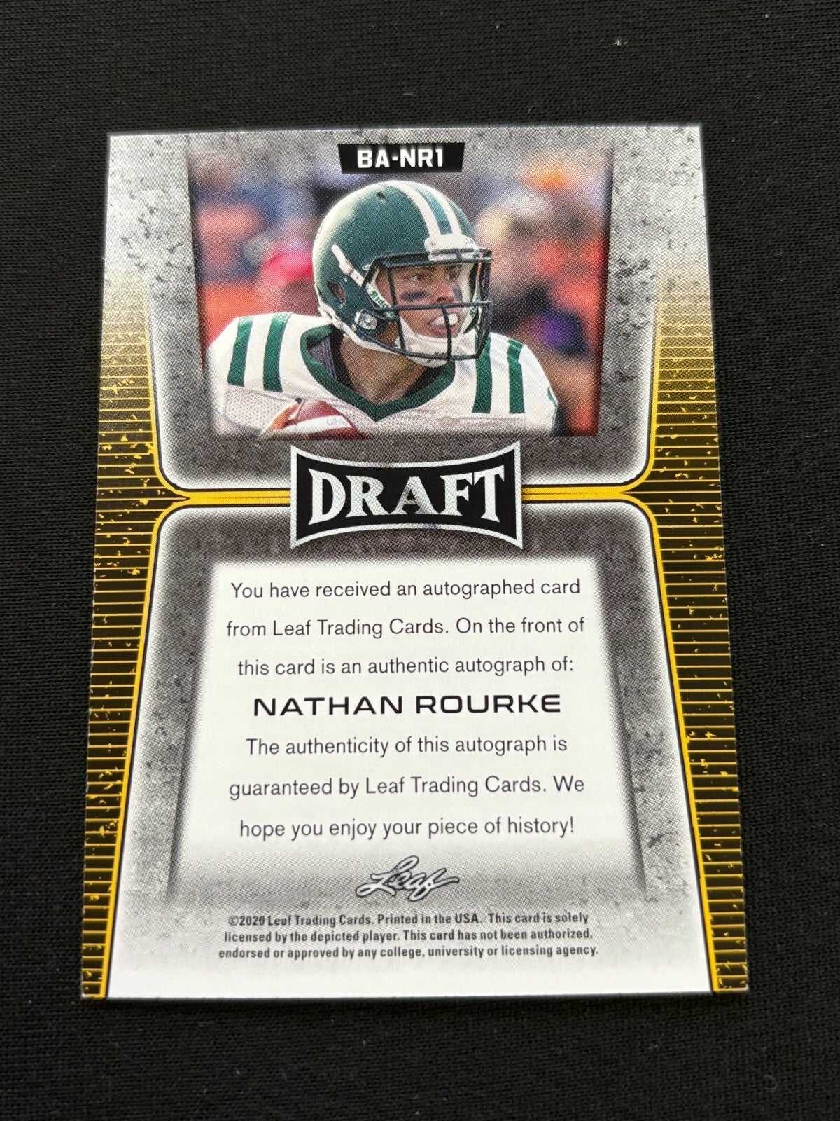 Nathan Rourke 2020 Leaf Draft Auto Autograph Rookie RC Ohio Bobcats BC Lions