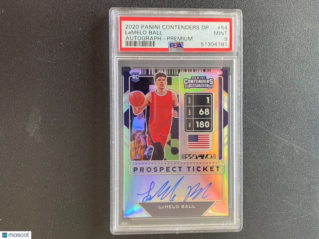 Lamelo Ball 2020 Contenders Draft Holo Auto Autograph RC Charlotte Hornets PSA 9