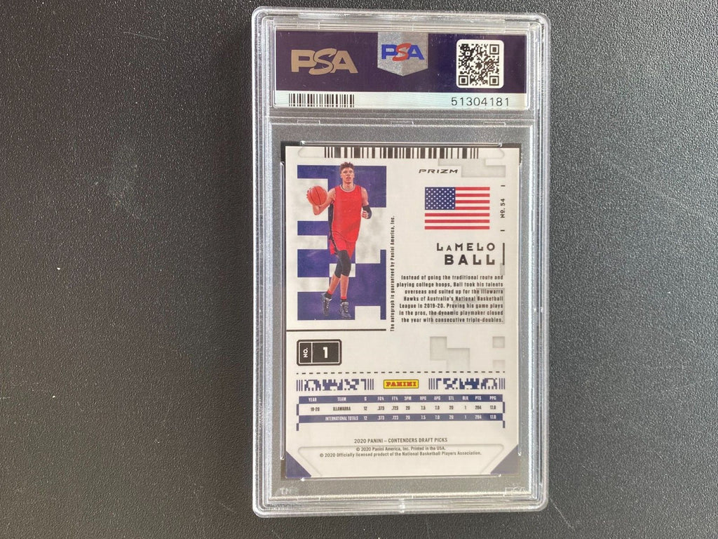 Lamelo Ball 2020 Contenders Draft Holo Auto Autograph RC Charlotte Hornets PSA 9