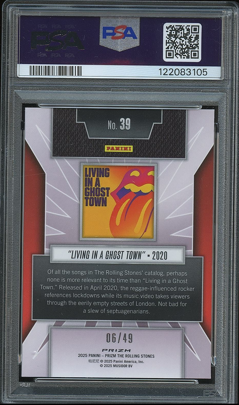 Living In A Ghost Town 2025 Prizm Rolling Stones Tie-Dye Prizm #39 6/49 PSA 9