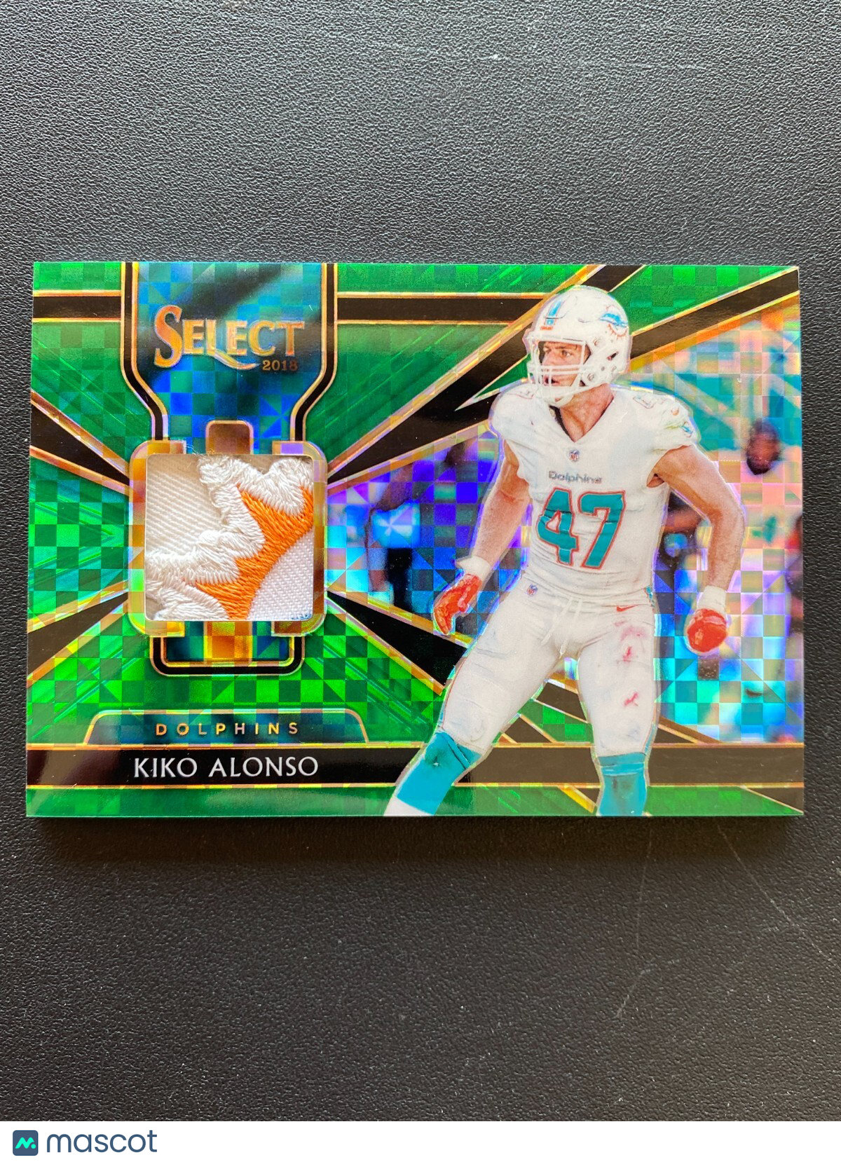 Kiko Alonso 2018 Select Emerald Game Worn Logo Patch Miami Dolphins 4/5
