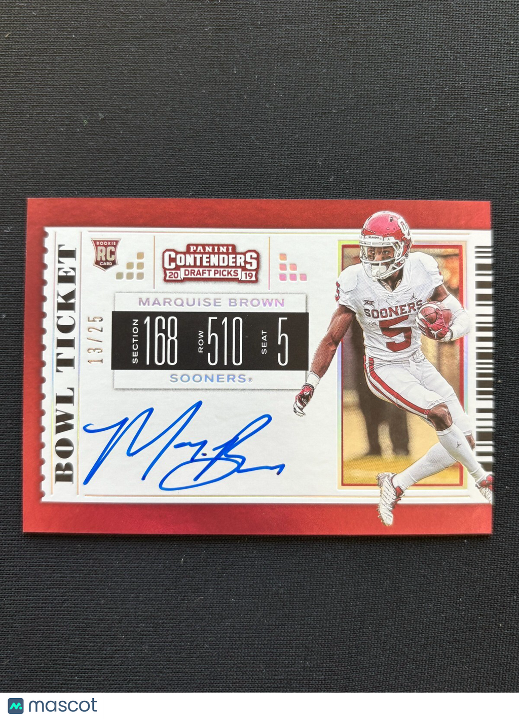 Marquise Brown 2019 Contenders On Card Auto Autograph Oklahoma Sooners 13/25