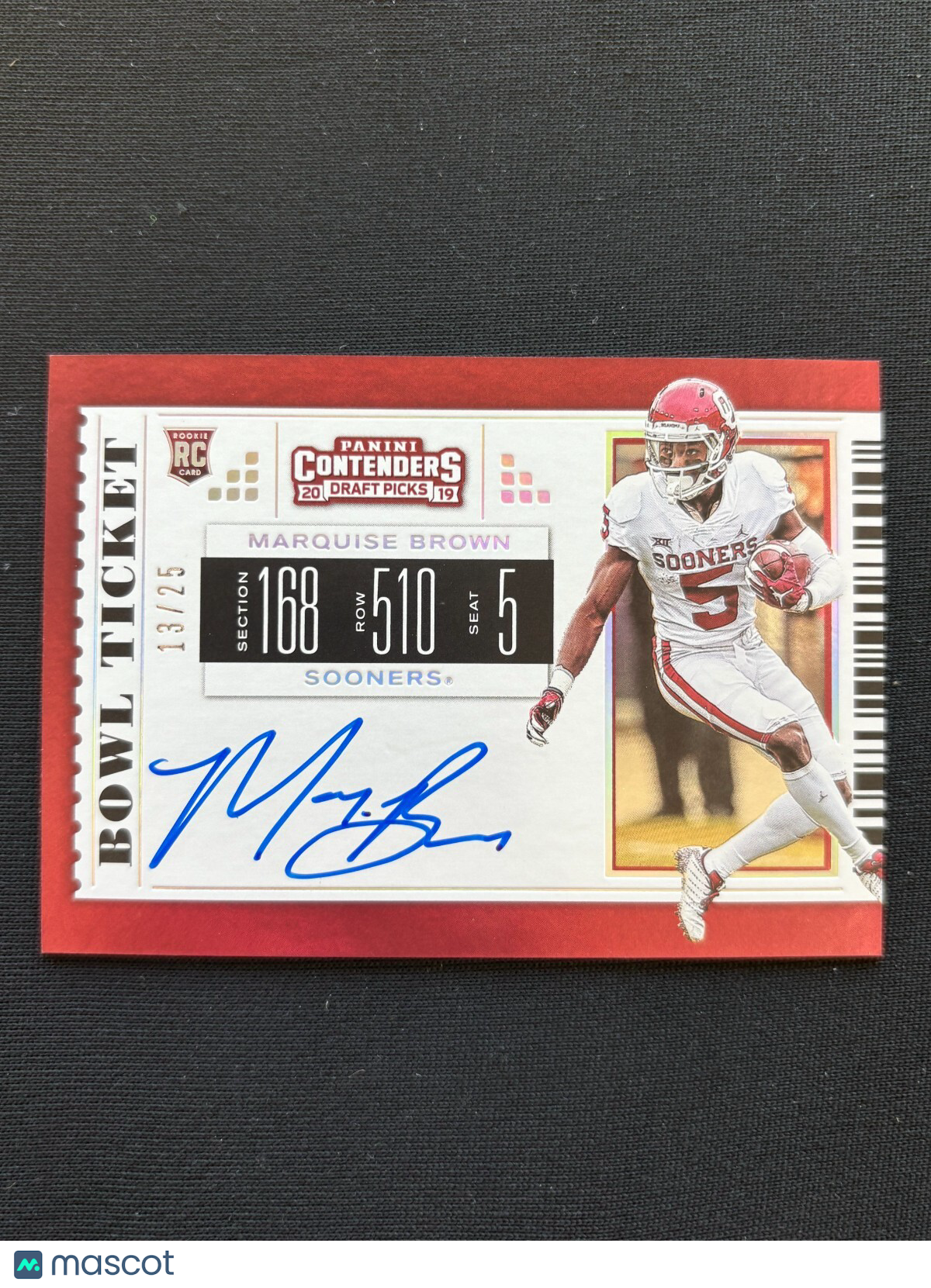 Marquise Brown 2019 Contenders On Card Auto Autograph Oklahoma Sooners 13/25