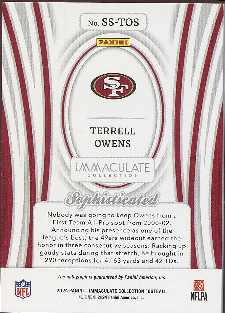 Terrell Owens 2024 Immaculate On Card Auto Autograph San Francisco 49ers 10/49