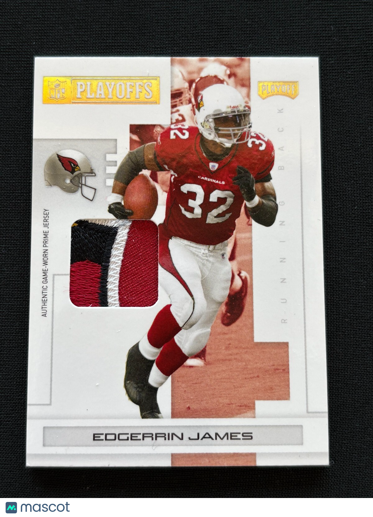 Edgerrin James 2007 Playoff Game Worn Prime LOGO Patch Arizona Cardinals 3/10