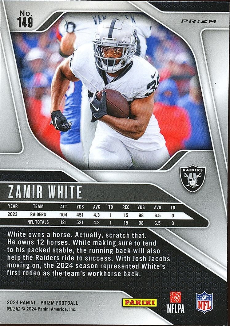 Zamir White 2024 Prizm Retail Red SSP Shortprint Las Vegas Raiders #149