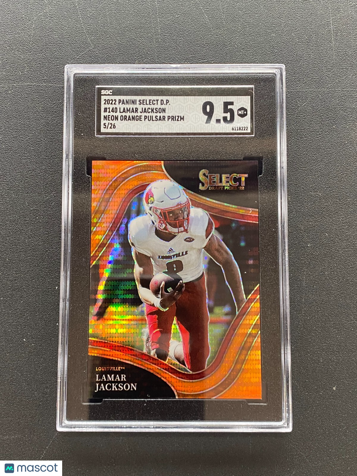 Lamar Jackson 2022 Select Field Level Orange Pulsar Louisville 5/26 SGC 9.5
