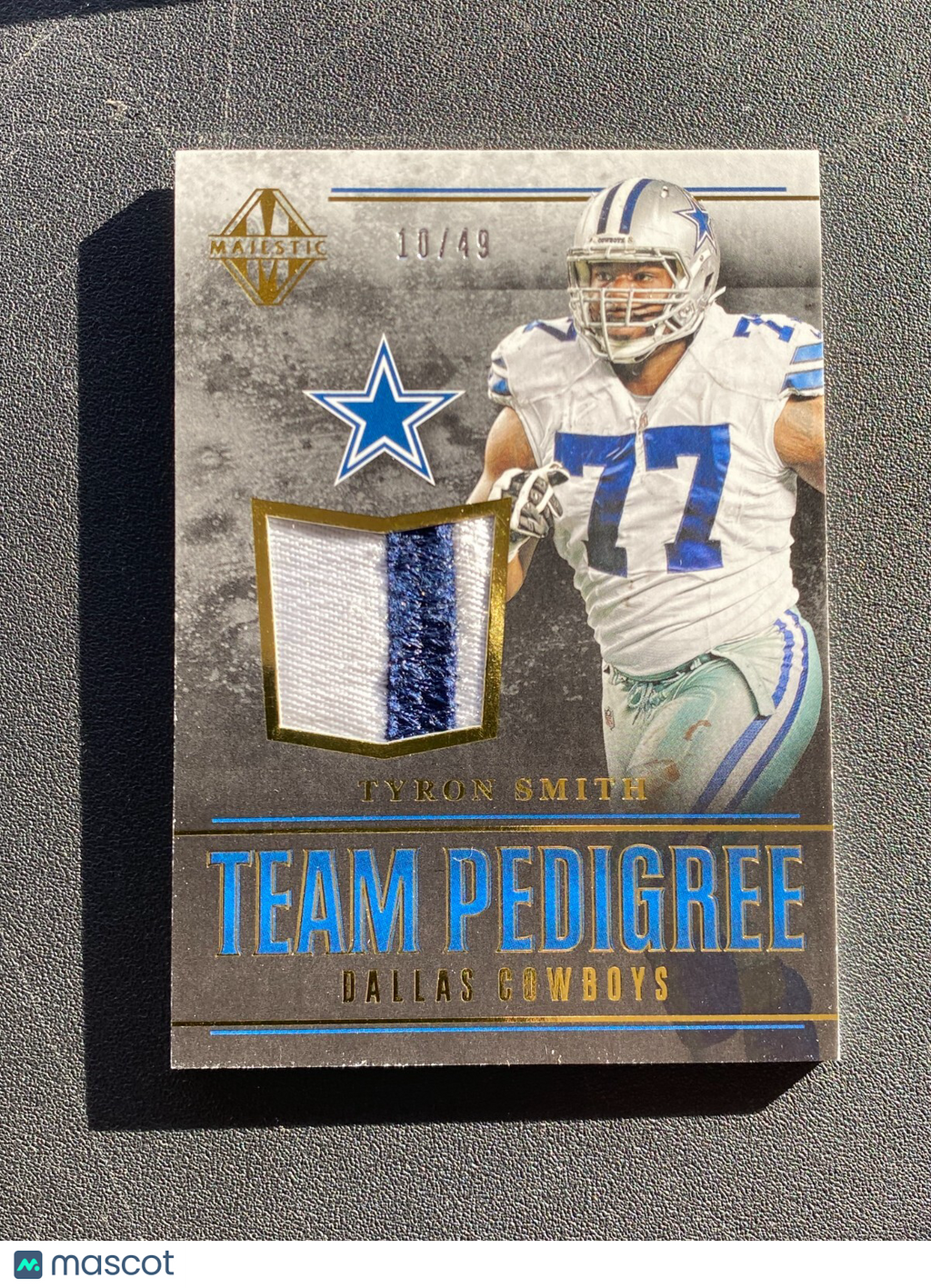 Tyron Smith 2017 Majestic Pedigree Game Worn Patch Dallas Cowboys 10/49