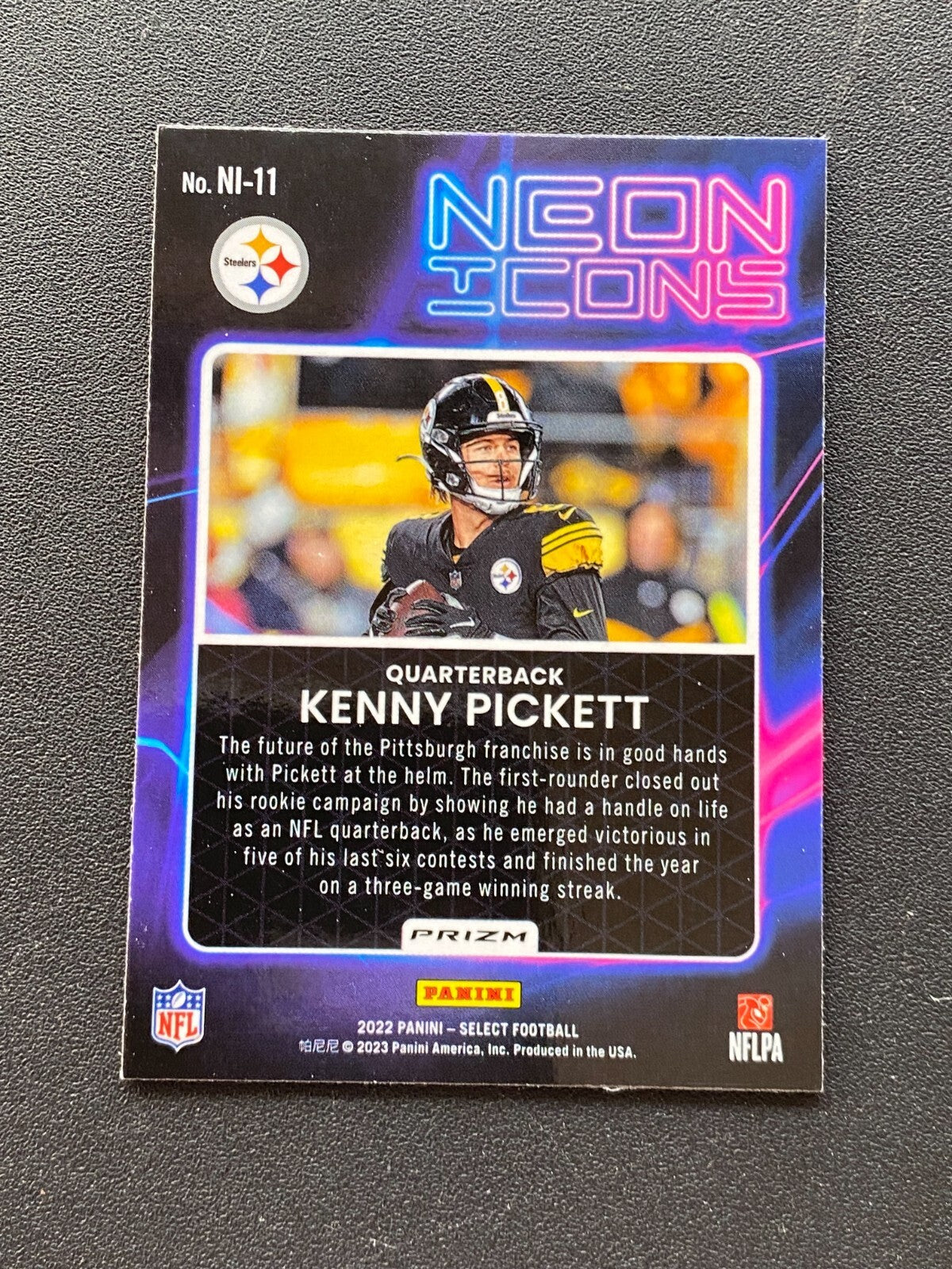 Kenny Pickett 2022 Select Neon Icons Zebra Prizm RC SSP Pittsburgh Steelers