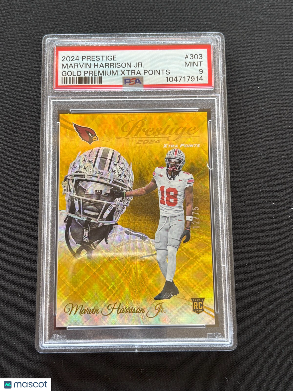 Marvin Harrison Jr. 2024 Prestige GOLD Xtra Points Rookie Ohio State 12/75 PSA 9