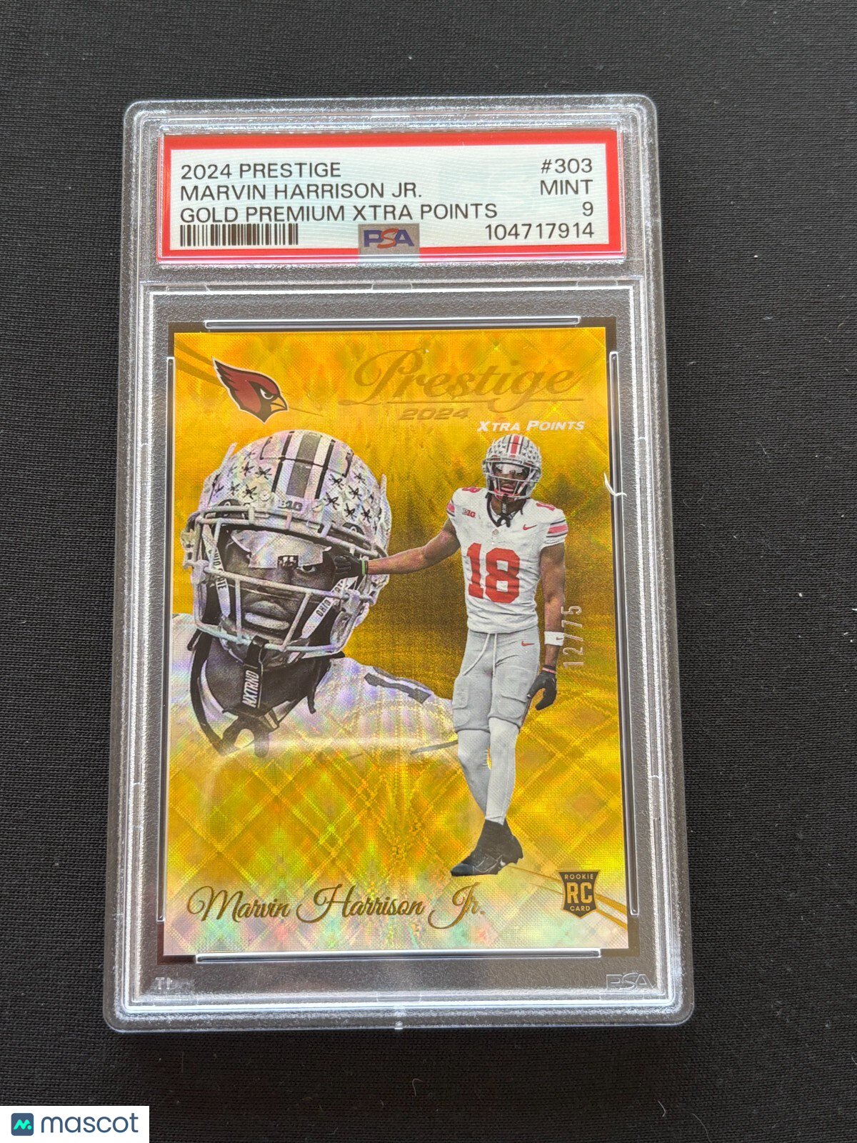 Marvin Harrison Jr. 2024 Prestige GOLD Xtra Points Rookie Ohio State 12/75 PSA 9