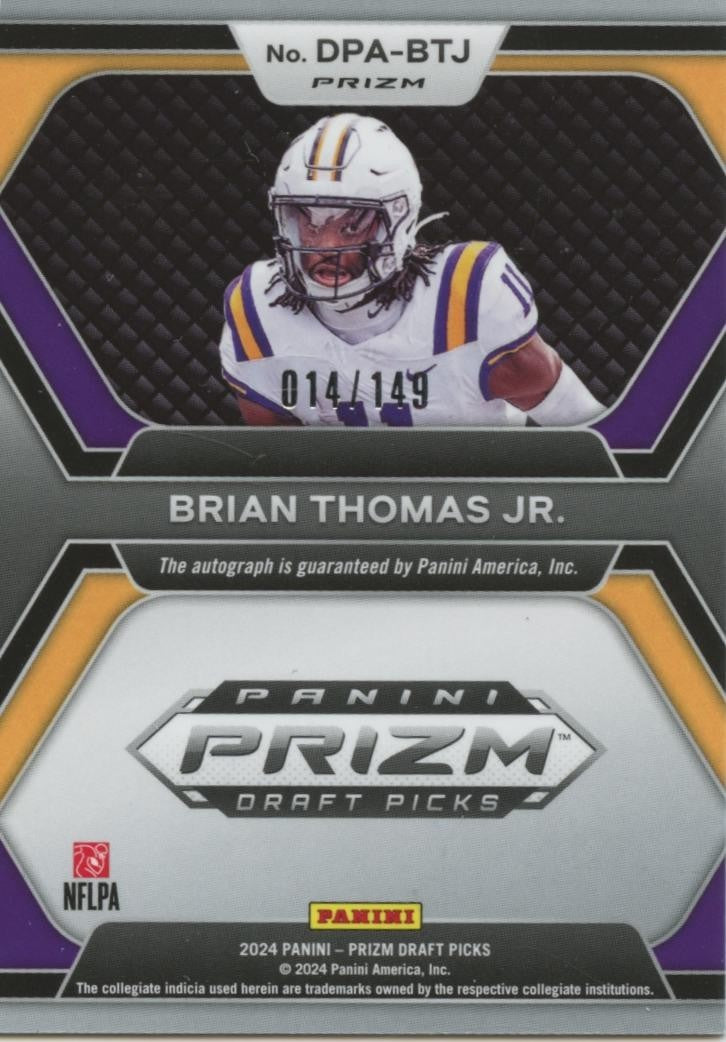 Brian Thomas Jr. 2024 Prizm Draft Auto Autograph RC LSU Tigers Jaguars 14/149