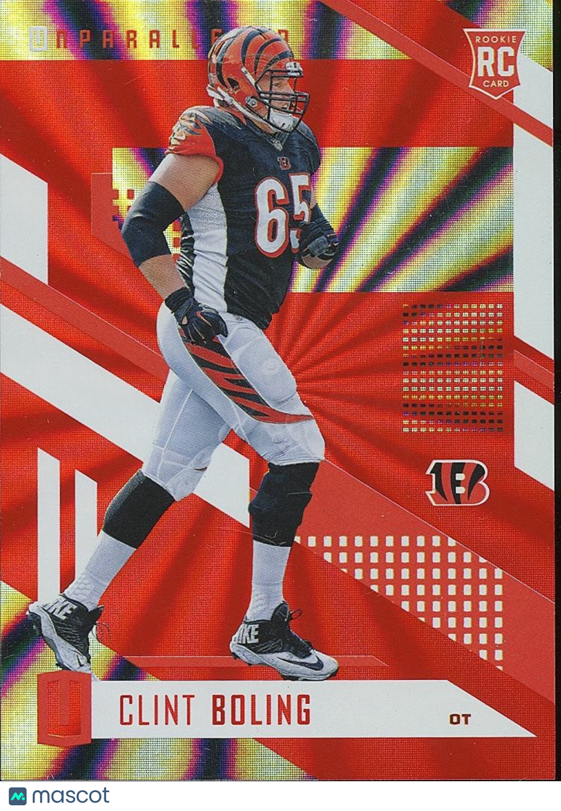 Clint Boling 2017 Unparalleled Red Rainbow Spokes Rookie RC SSP Bengals 12/15
