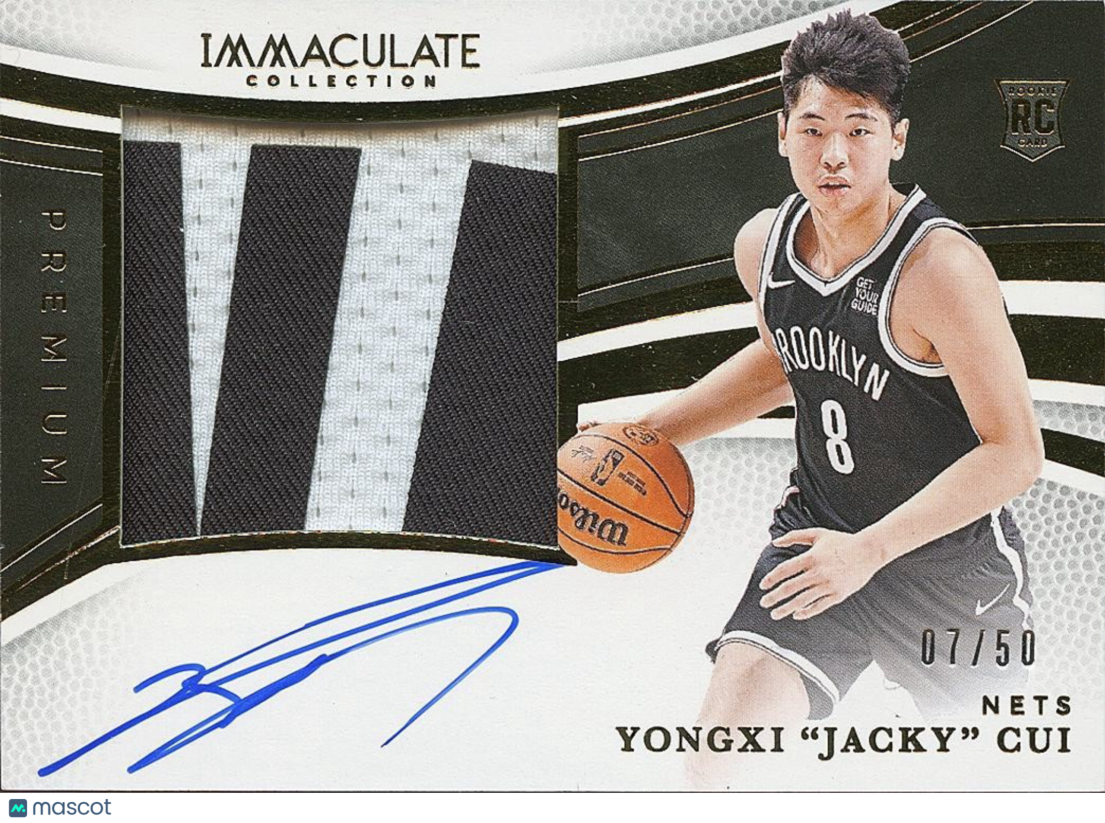 Yongxi Jacky Cui 2024-25 Immaculate Auto Autograph Patch RC Brooklyn Nets 7/50