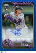 Jordan Beck 2024 Topps Chrome Blue Auto Autograph RC Colorado Rockies 24/150