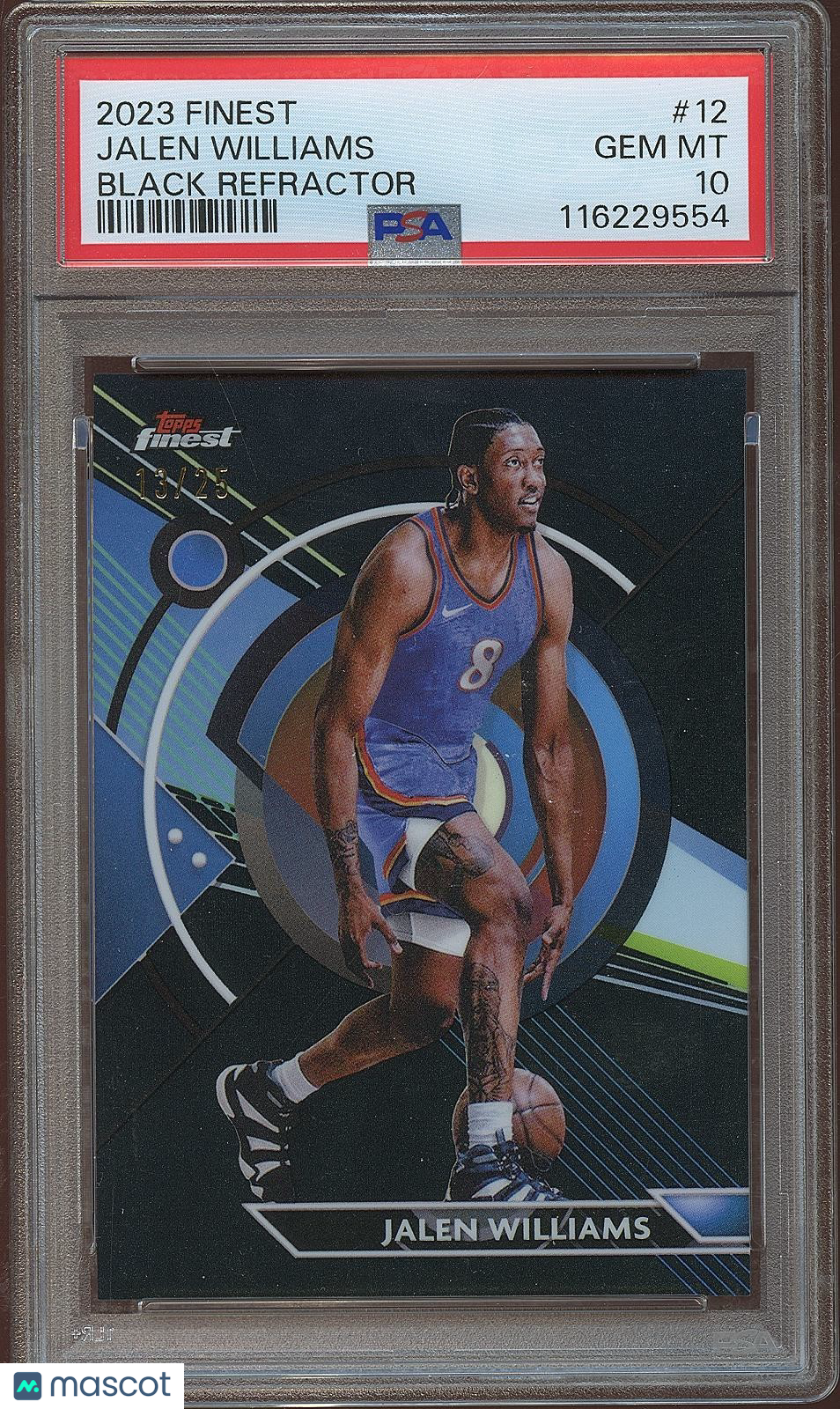 Jalen Williams 2023 Topps Finest Black Refractor SSP OKC Thunder 13/25 PSA 10