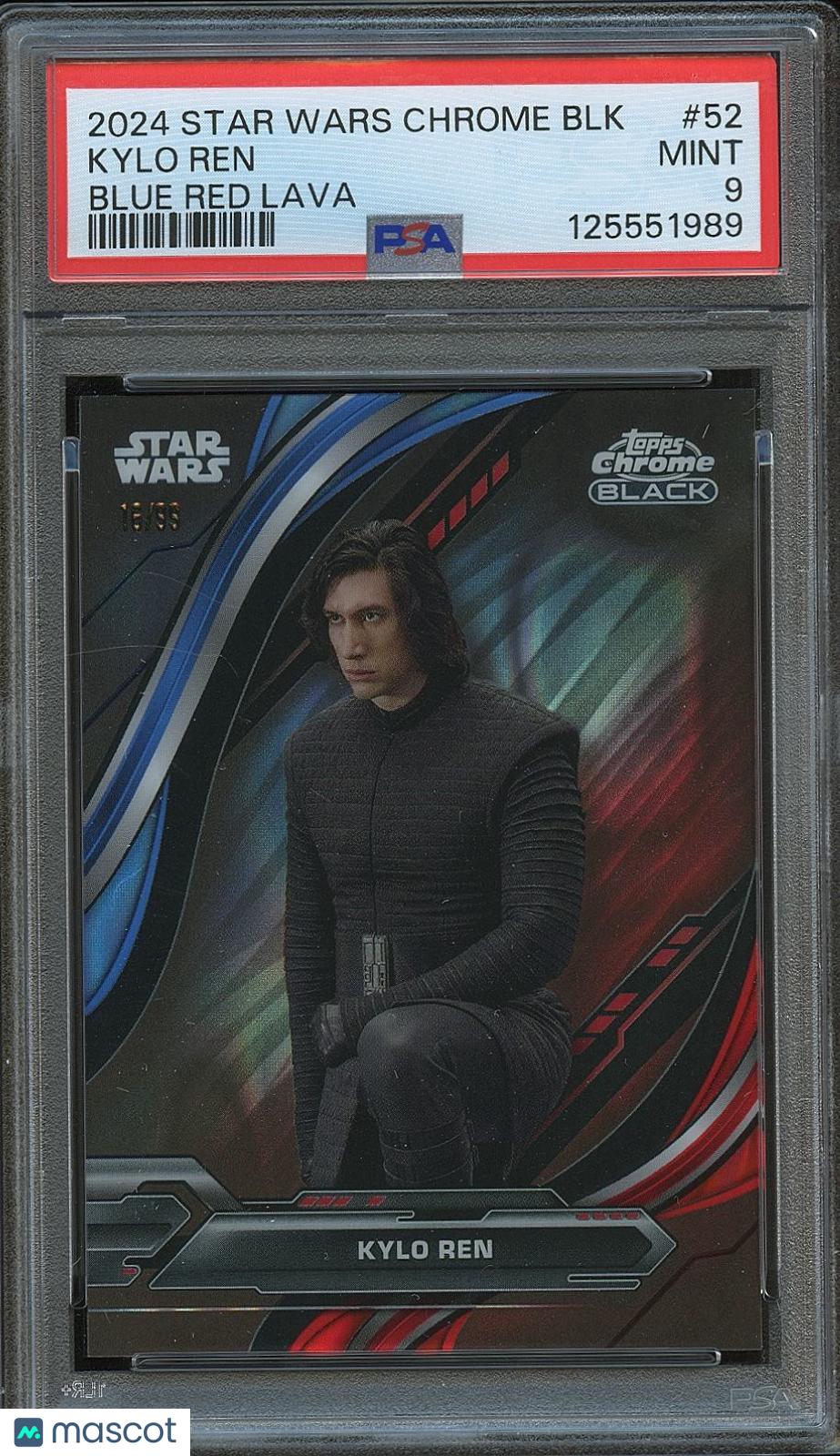 Kylo Ren 2024 Topps Chrome Blue Red Lava Refractor Star Wars 16/99 PSA 9