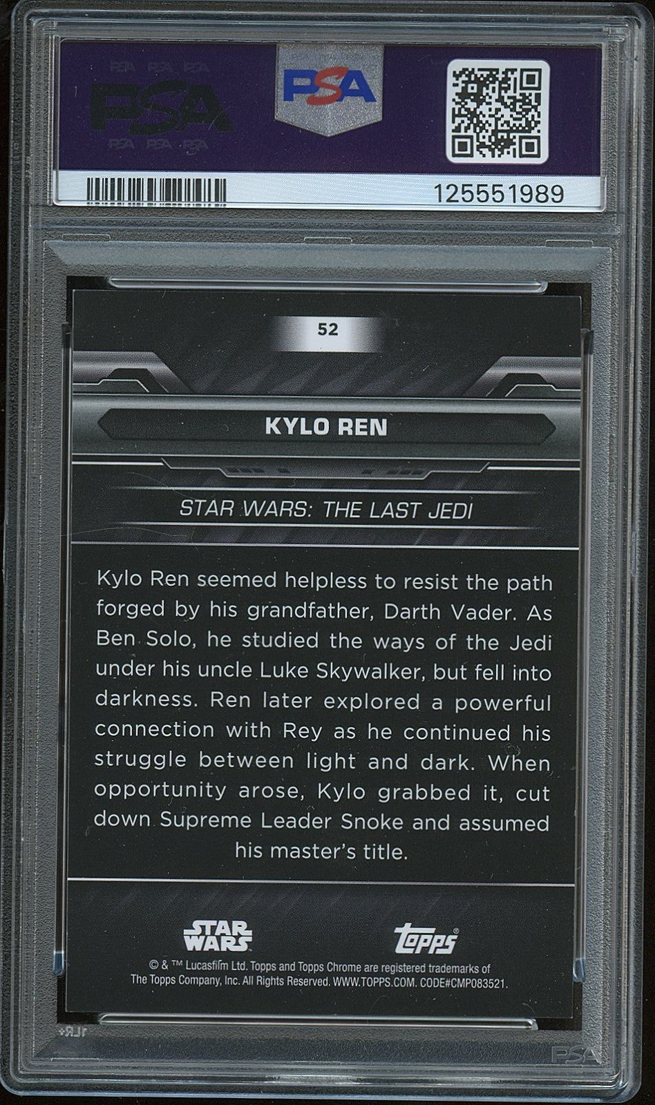 Kylo Ren 2024 Topps Chrome Blue Red Lava Refractor Star Wars 16/99 PSA 9