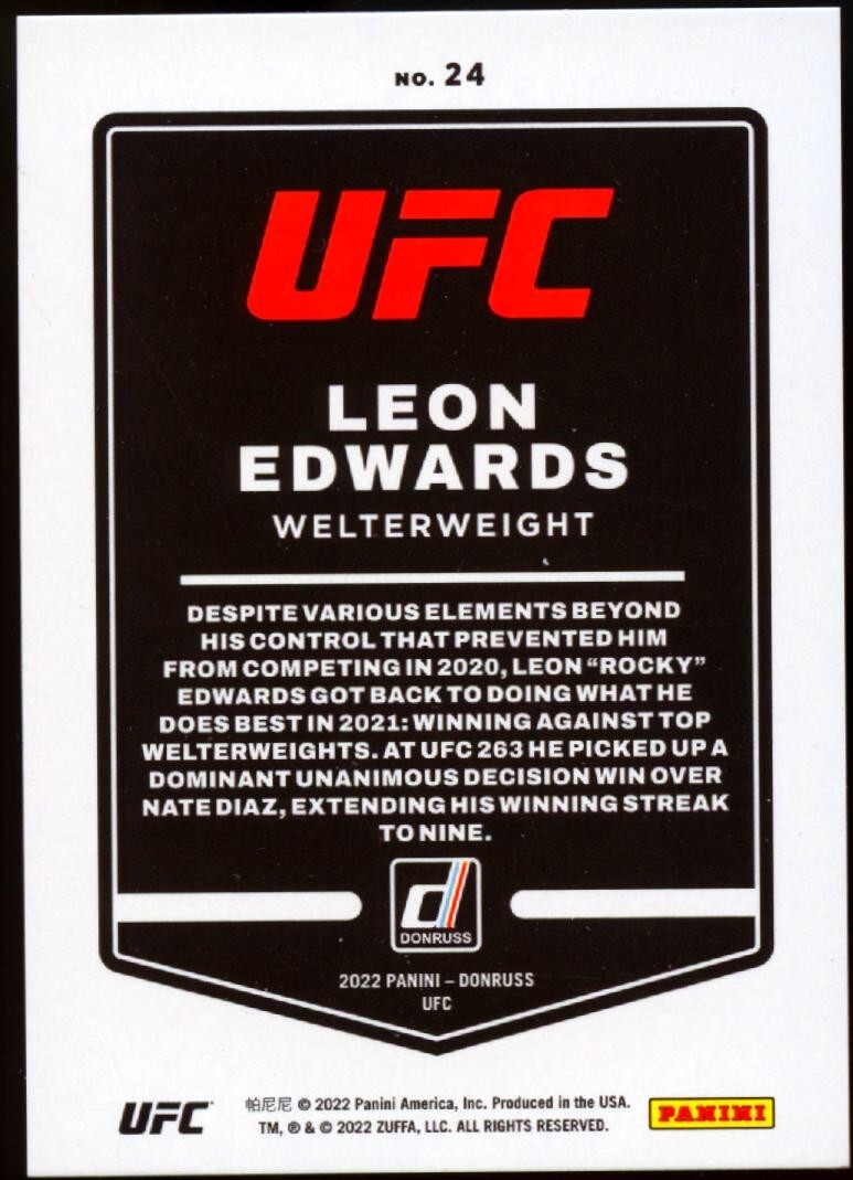 Leon Edwards 2022 Donruss Teal Lazer SSP UFC MMA 24/25 #24
