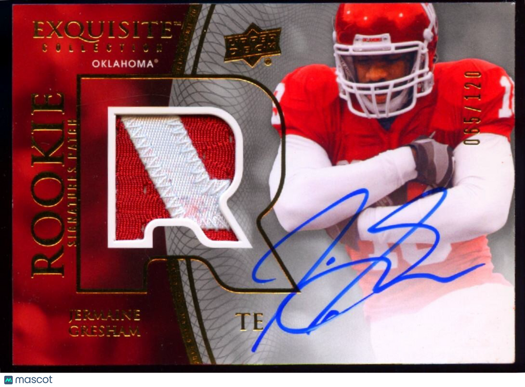 Jermaine Gresham 2010 Upper Deck Exquisite Auto Autograph Patch Sooners 65/120