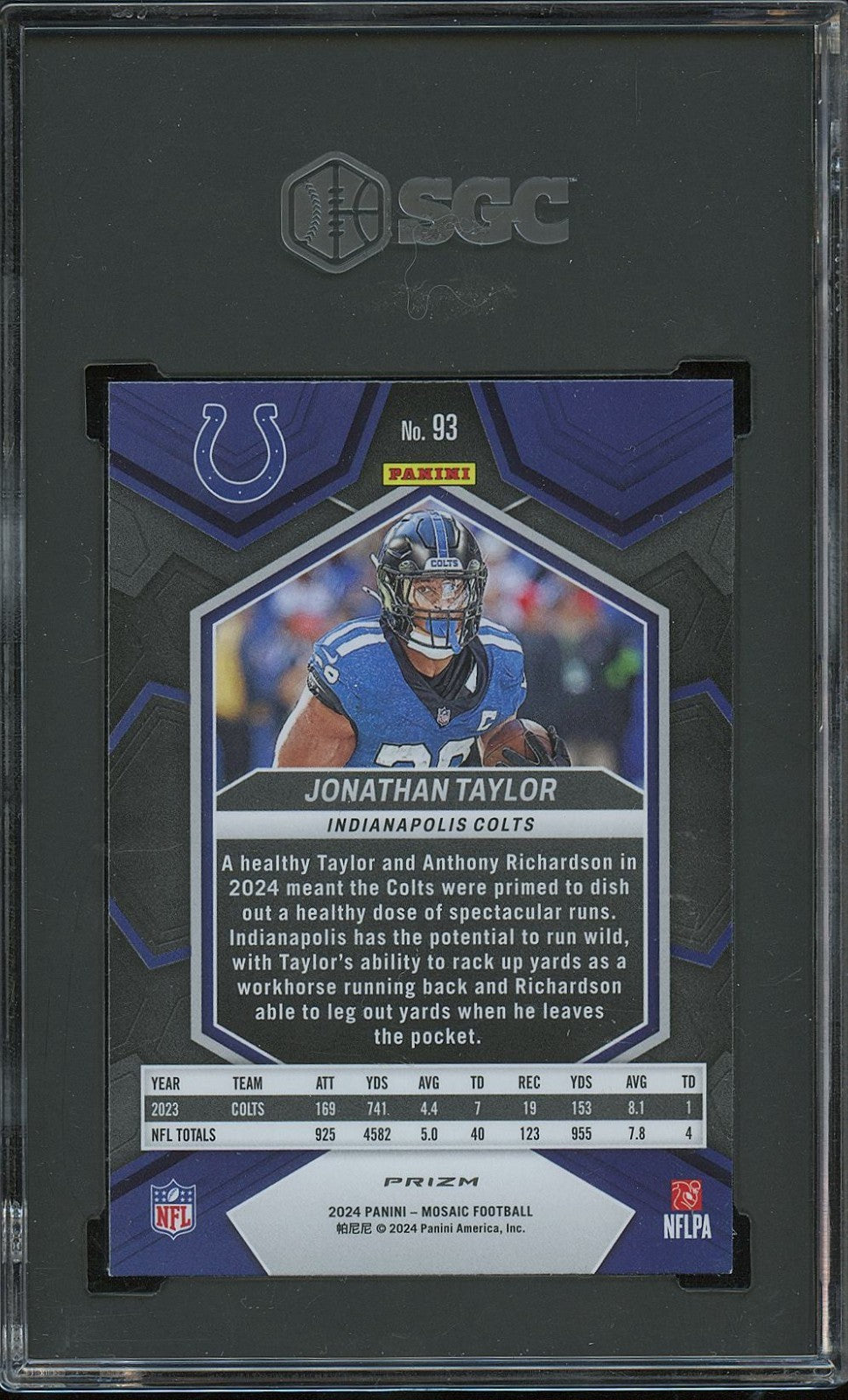 Jonathan Taylor 2024 Mosaic Honeycomb Prizm SSP SHORTPRINT Colts SGC 9