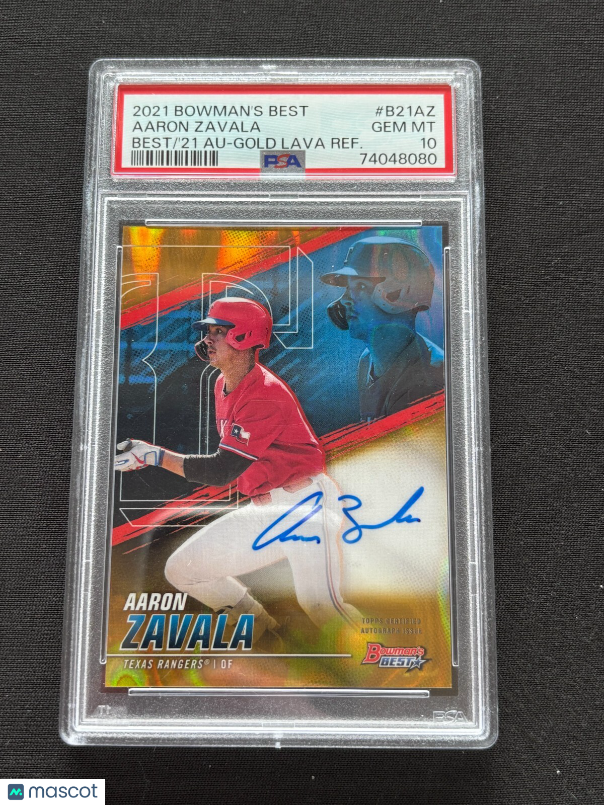 Aaron Zavala 2021 Bowman's Best GOLD Auto Autograph Texas Rangers 67/75 PSA 10