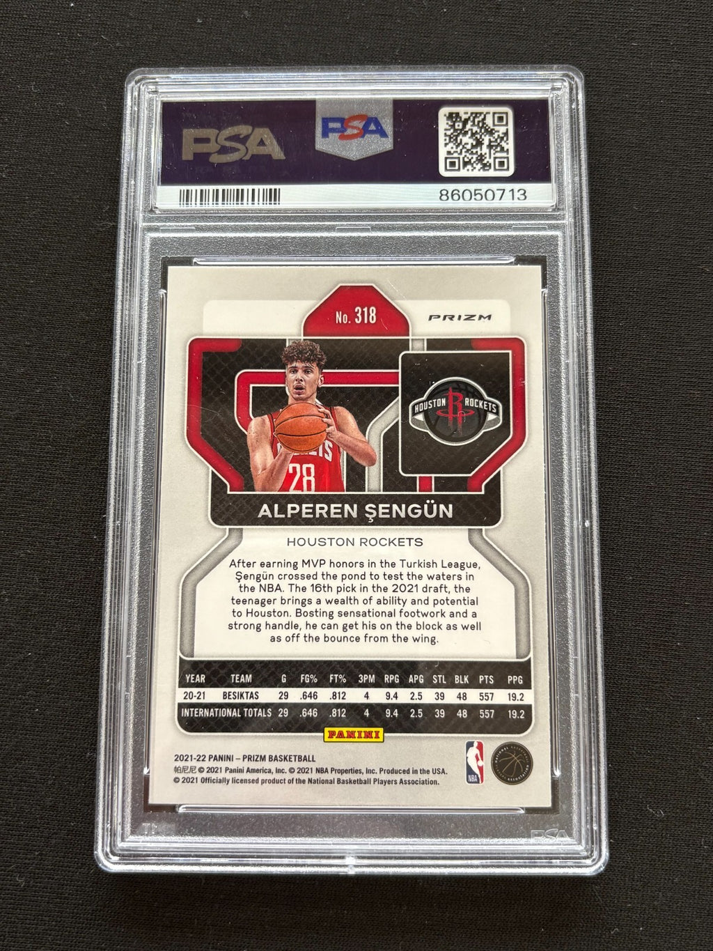 Alperen Sengun 2021-22 Prizm 75th Rookie RC Houston Rockets #318 PSA 9