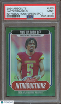 Jayden Daniels 2024 Absolute Green Spectrum Rookie RC Commanders 13/25 PSA 9
