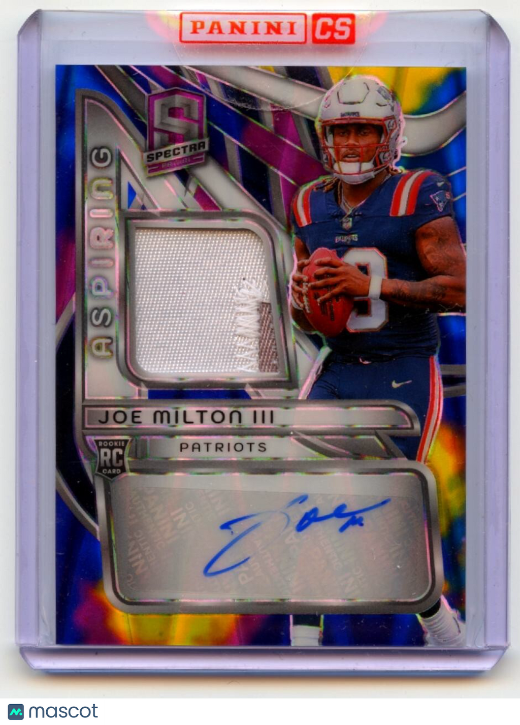 Joe Milton III 2024 Spectra Auto Autograph Patch RC New England Patriots 38/70