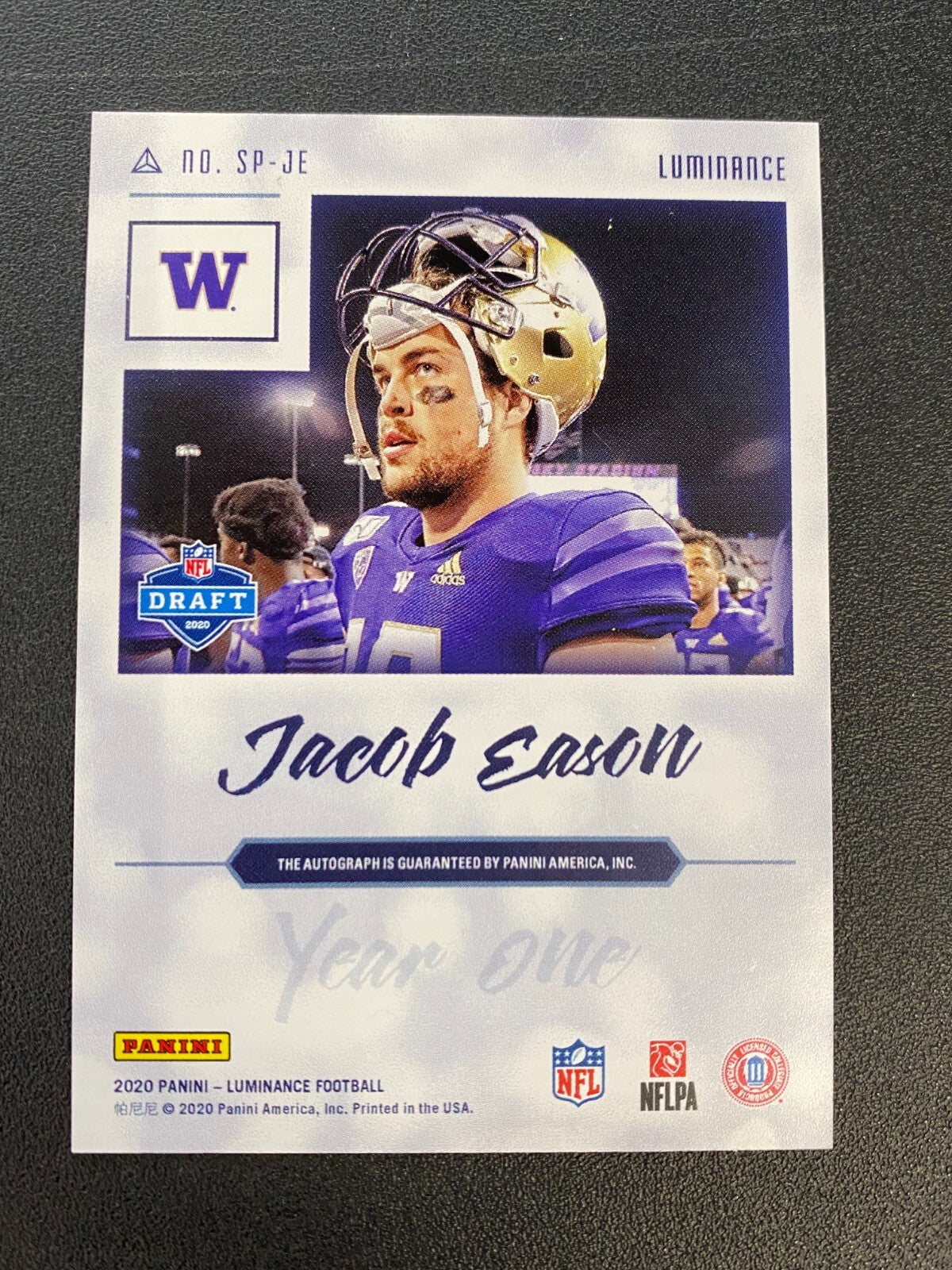 Jacob Eason 2020 Luminance Year One Purple Ink SSP RC Washington Huskies