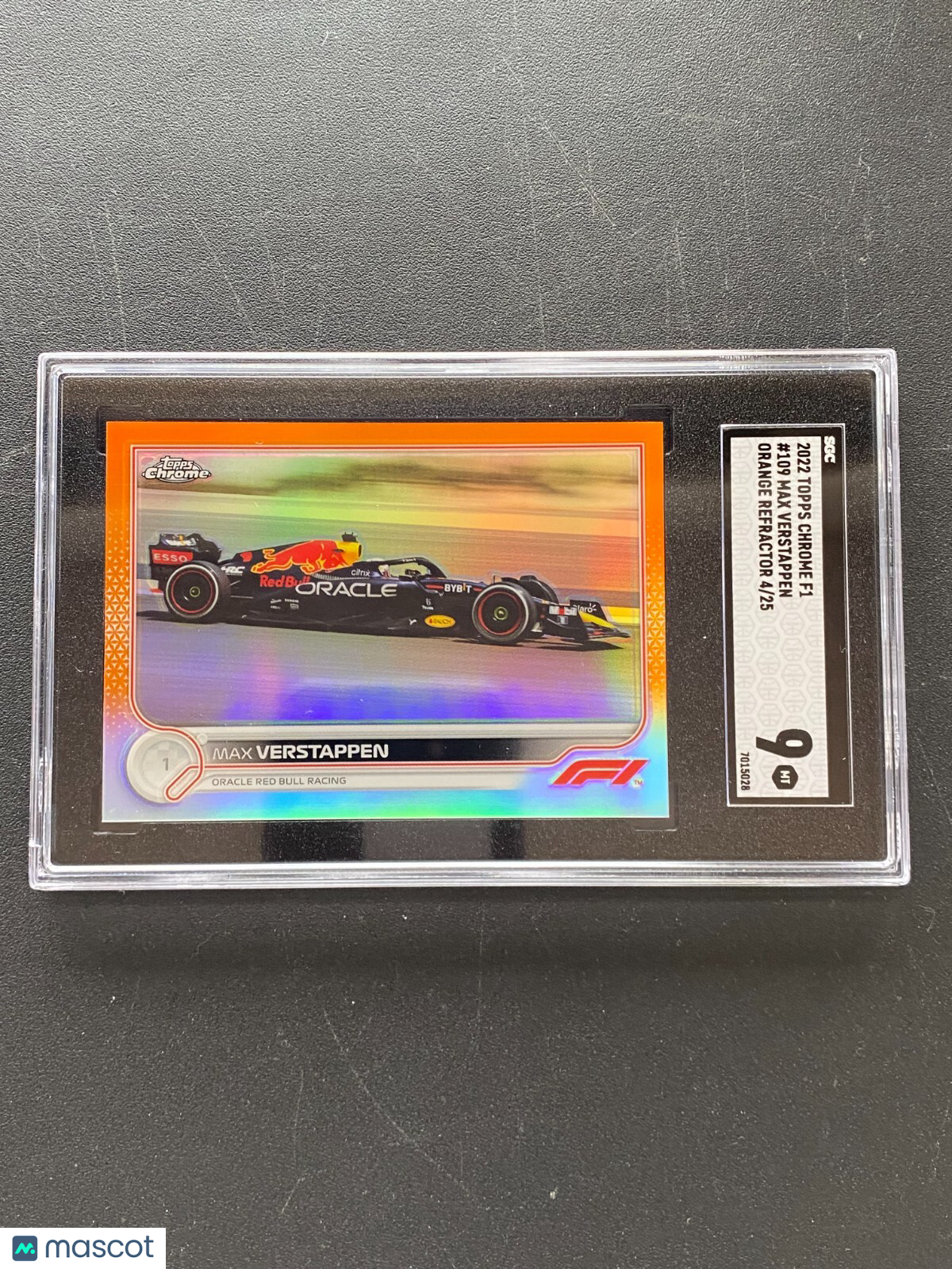 Max Verstappen 2022 Topps Chrome Orange Refractor F1 Formula One #109 4/25 SGC 9