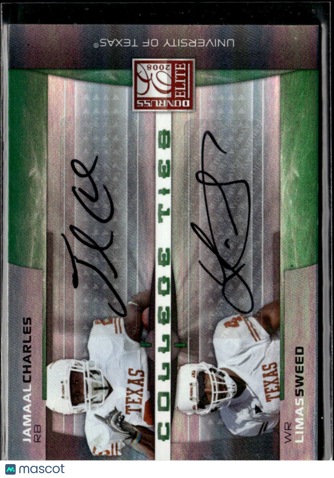 Jamaal Charles Limas Sweed 2008 Elite Auto Autograph 46/50 Texas Longhorns