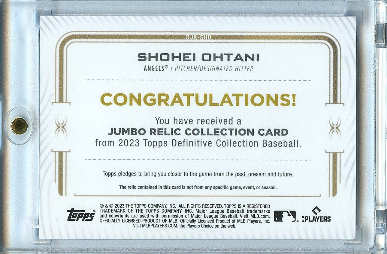 Shohei Ohtani 2023 Topps Definitive Game Worn Jersey Patch LA Angels 26/30