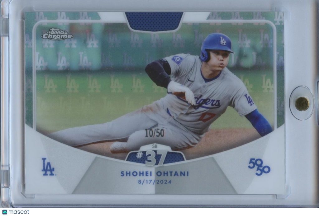 Shohei Ohtani 2024 Topps Chrome 50/50 Team Logo Refractor Dodgers 10/50
