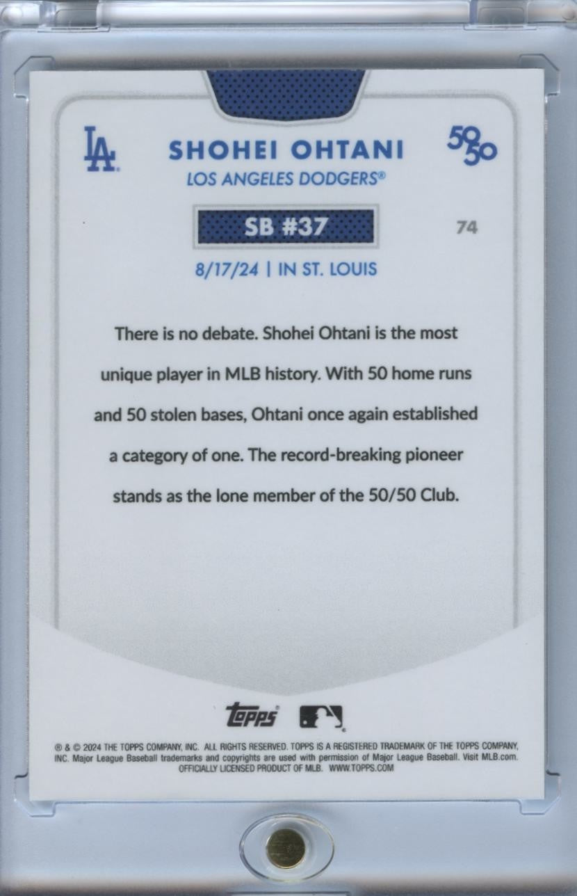 Shohei Ohtani 2024 Topps Chrome 50/50 Team Logo Refractor Dodgers 10/50