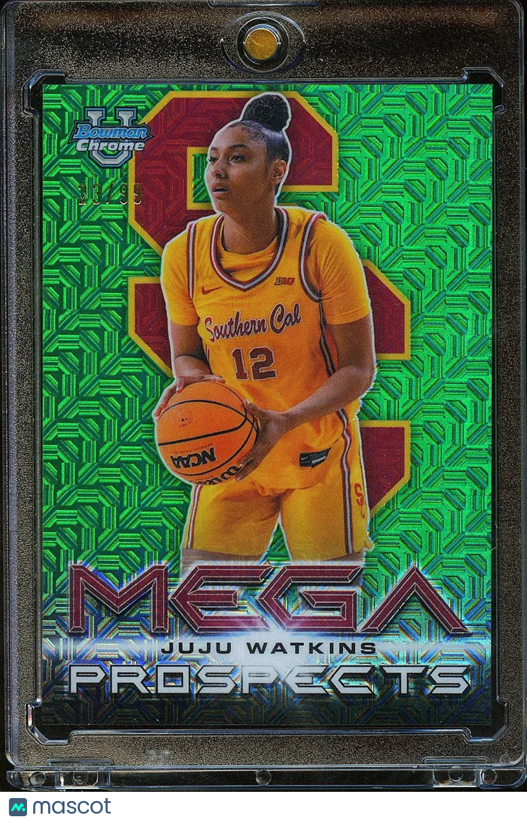 JuJu Watkins 2025 Bowman Chrome Mega Prospects Green Mojo Refractor RC 23/99 USC