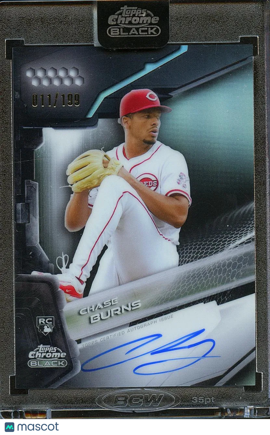 Chase Burns 2026 Topps Chrome Black Auto Autograph RC 11/199 Reds