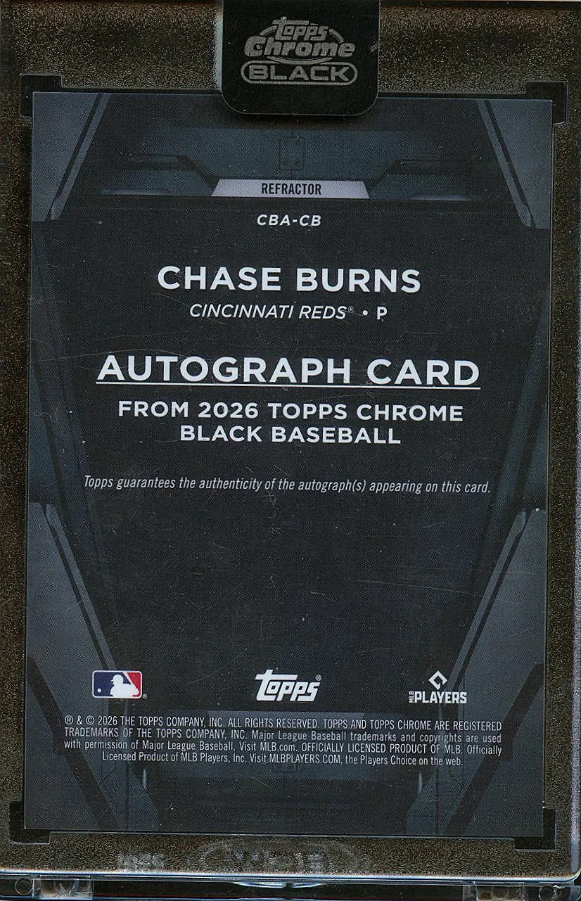 Chase Burns 2026 Topps Chrome Black Auto Autograph RC 11/199 Reds